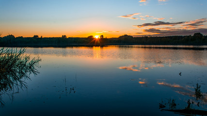 Colorful sunset on the lake