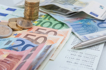 Finance background with money.