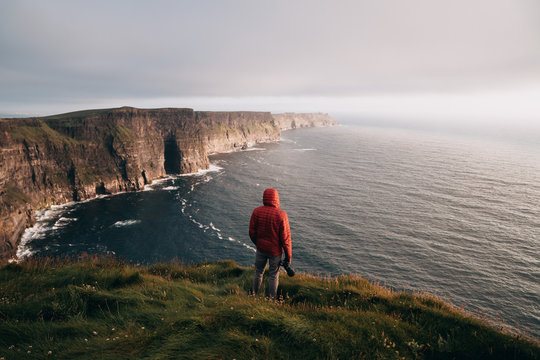 Overlooking Cliffs of Moher in Ireland.