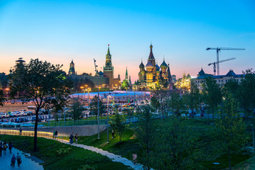 Saint Basil's Cathedral in Red Square and Kremlin from New Zarya