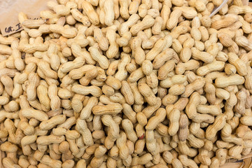 Piles of roasted peanuts