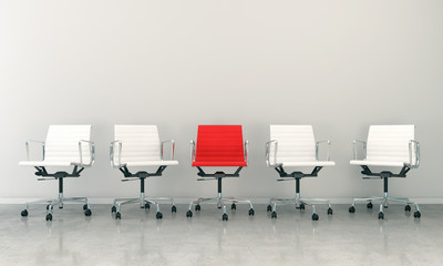 3d render of business lounge with five chairs - obrazy, fototapety, plakaty