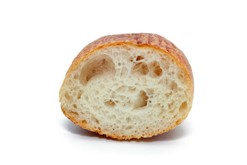 a slice of french bread isolated on white background