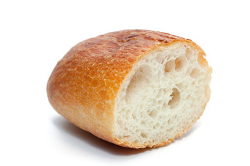 a slice of french bread isolated on white background