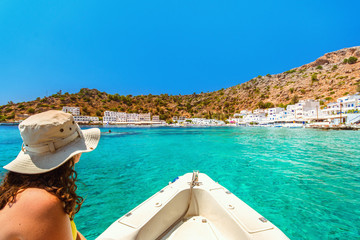 Obraz premium Greek village of Loutro, Chania, Crete, Greece.