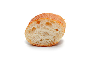 a slice of french bread isolated on white background