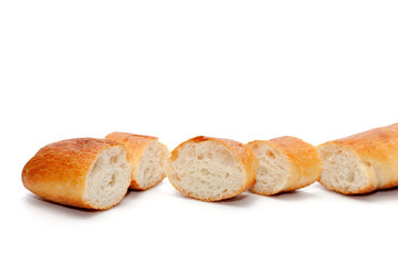 a slice of french bread isolated on white background