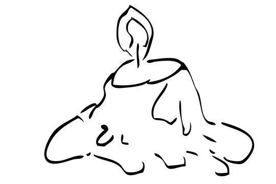 Hand Draw Sketch of Melting Candle, Isolated on White
