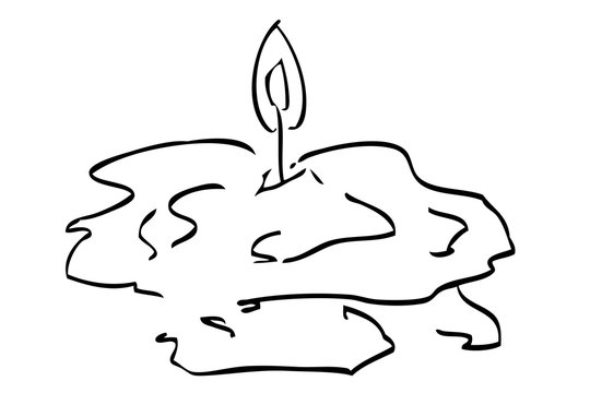 Hand Draw Sketch of Melting Candle, Isolated on White