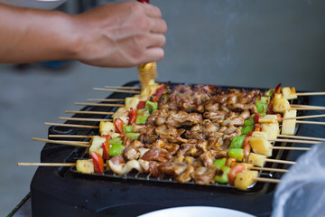 Barbecue grill with Pork meat.