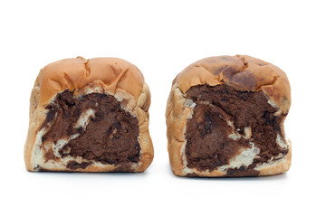 two tone bread on white background