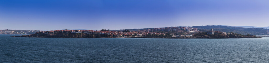Fototapeta premium Panoramic view from st Ivan island to Sozopol, Bulgaria