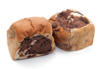 two tone bread on white background