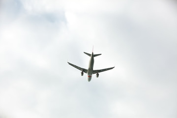 passenger plane takes off into the sky
