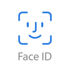 Face id Icon Blue color. Vector illustration