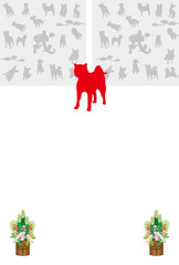 戌年の犬のイラスト年賀状テンプレート縦型