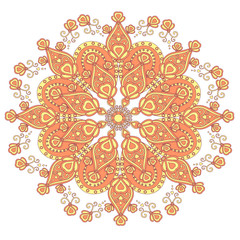 Orange and yellow mandala on white stock vector illustration