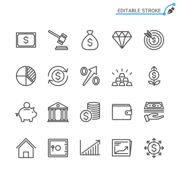 Business and investment line icons. Editable stroke. Pixel perfect.