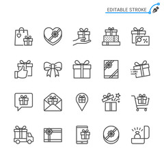 Gift line icons. Editable stroke. Pixel perfect.