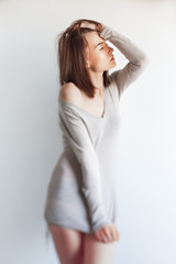 Fototapeta premium Stressed woman. Selective soft focus