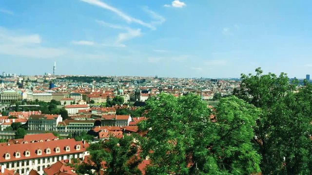 Panorama of historical center of Prague (View from the Petrin Tower).