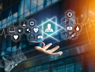 Portrait of a businessman searching good idea with bulb lamp over his head - Imagination concept