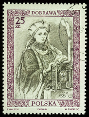 Doubravka of Bohemia (940/45-977) on postage stamp