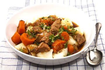 warm irish beef stew with potato