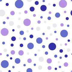 Colorful polka dots seamless pattern on white 27 background. Pretty classic colorful polka dots textile pattern. Seamless scattered confetti fall chaotic decor. Abstract vector illustration.