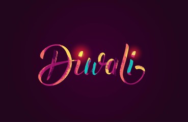 Happy Diwali colorful calligraphic lettering poster. Colorful hand written font with paint/ink splatters. Vector illustration