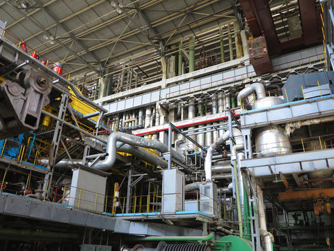 steam turbine, generator, machinery, pipes, tubes, at power plant