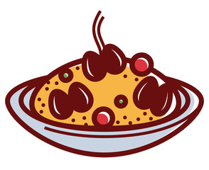 Hot Mediterranean risotto in deep bowl isolated illustration