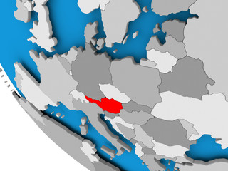 Naklejka premium Austria on political globe