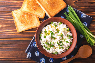 Goat cream cheese with green onions, dip sauce