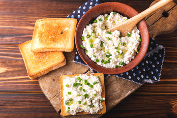 Goat cream cheese with green onions, dip sauce