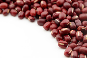 red bean with copy space on white background