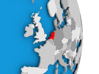 Netherlands on globe