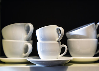 White cups, dishes