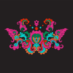 Embroidery vintage decorative elements in asian style