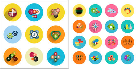 Round icons with geometric infographic templates