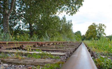 Fototapeta na wymiar Railway tracks lead by nature