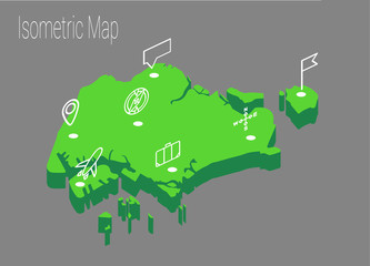 Map Singapore isometric concept.