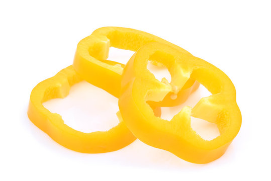 slice of yellow bell pepper isolated on white background