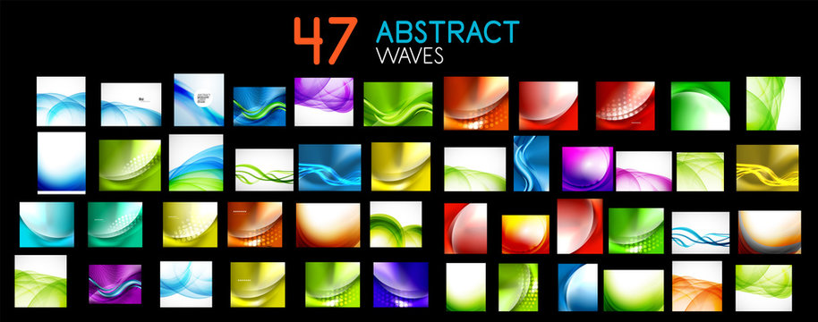Vector mega collection of abstract waves