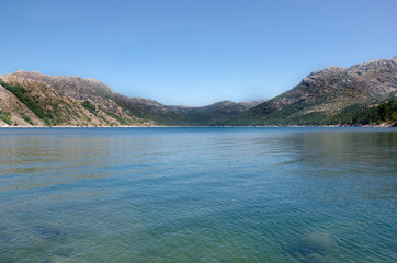 Border of Vilarinho da Furna dam lake, National Park of Peneda-Geres, Portugal