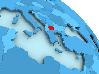 Macedonia on blue globe