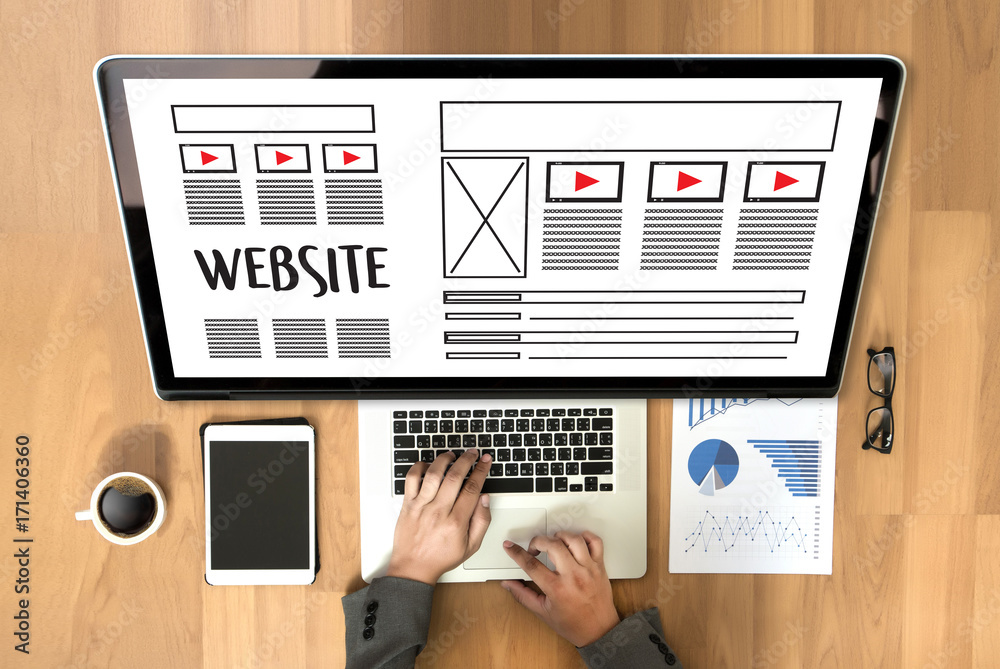 Poster website designer working layout sketch drawing software media www and graphic layout website develop