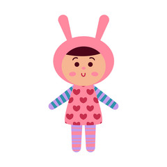 Obraz na płótnie Canvas Cute cartoon baby doll toy, colorful vector Illustration
