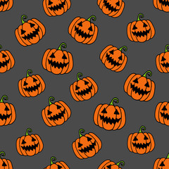 pumpkin illustration halloween vector doodle cartoon seamless pattern