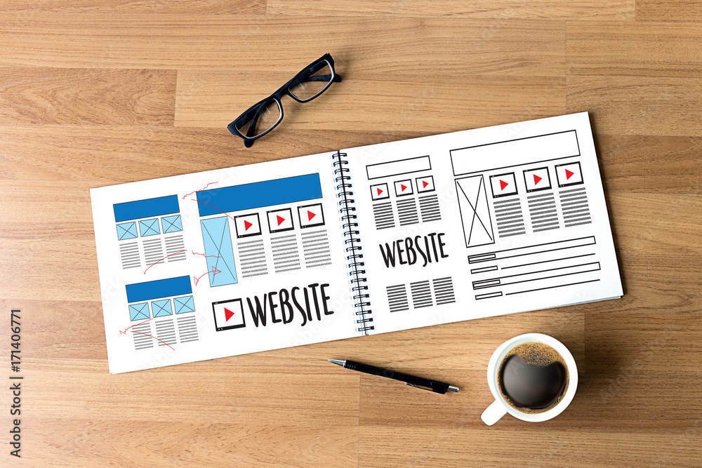 Poster website designer working layout sketch drawing software media www and graphic layout website develop